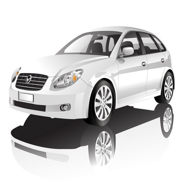 White hatchback car isolated on white vector